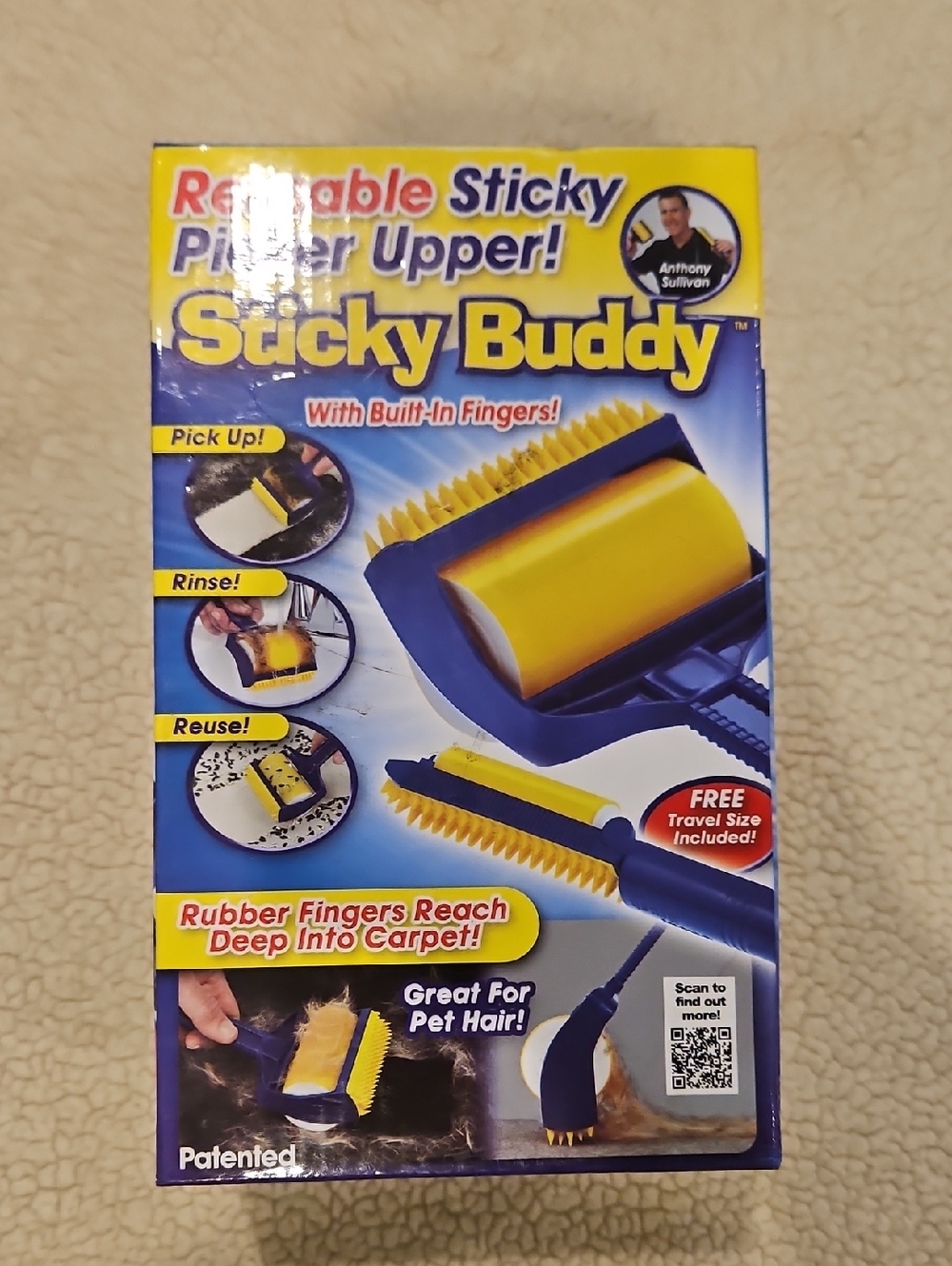 Free With 20$ Minimum Purchase. Sticky Buddy Pet Hair Roller - Yellow & Blue